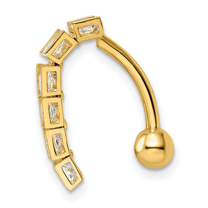 14k 14 Gauge CZ Dangle Belly Ring-BD208