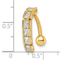 14k 14 Gauge CZ Dangle Belly Ring-BD208