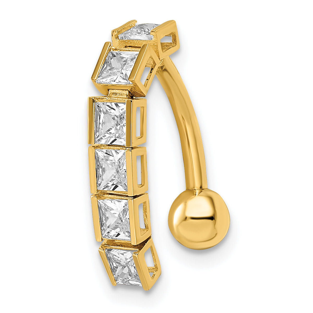 14k 14 Gauge CZ Dangle Belly Ring-BD208