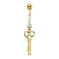14k 14 Gauge CZ Key Belly Ring-BD209