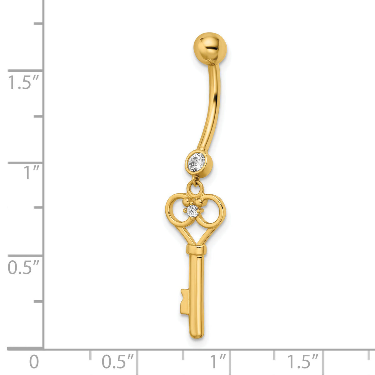 14k 14 Gauge CZ Key Belly Ring-BD209