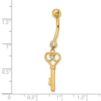 14k 14 Gauge CZ Key Belly Ring-BD209