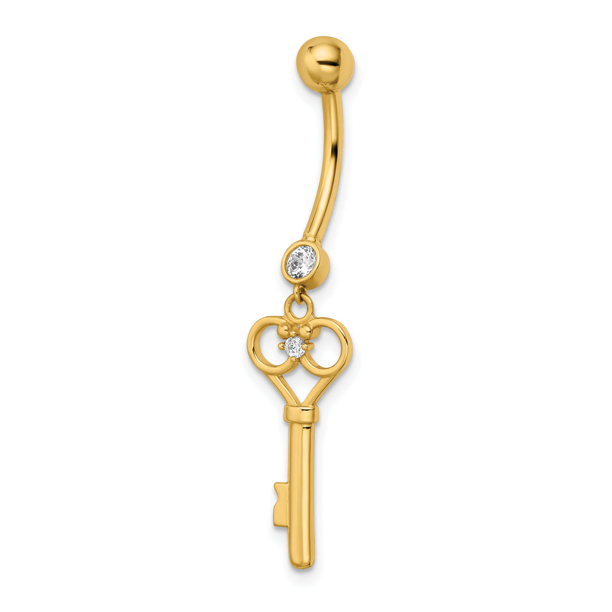14k 14 Gauge CZ Key Belly Ring-BD209
