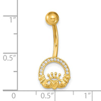 14K 14 Gauge Claddagh CZ Belly/Navel Ring Body Jewelry-BD210