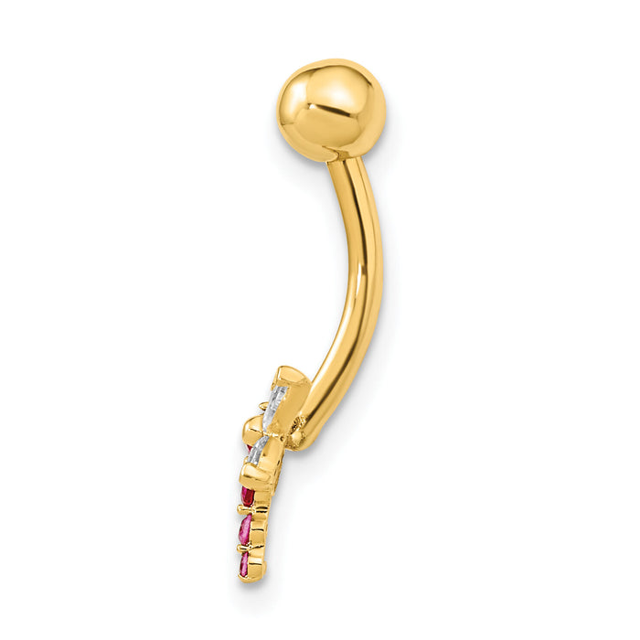 14K 14 Gauge Dragonfly CZ Belly/Navel Ring Body Jewelry-BD211