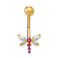 14K 14 Gauge Dragonfly CZ Belly/Navel Ring Body Jewelry-BD211