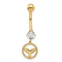 14k 14 Gauge CZ Whale Tail Belly Ring-BD212