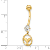14k 14 Gauge CZ Whale Tail Belly Ring-BD212