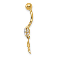 14k 14 Gauge CZ Anchor & Ships Wheel Belly Ring-BD213