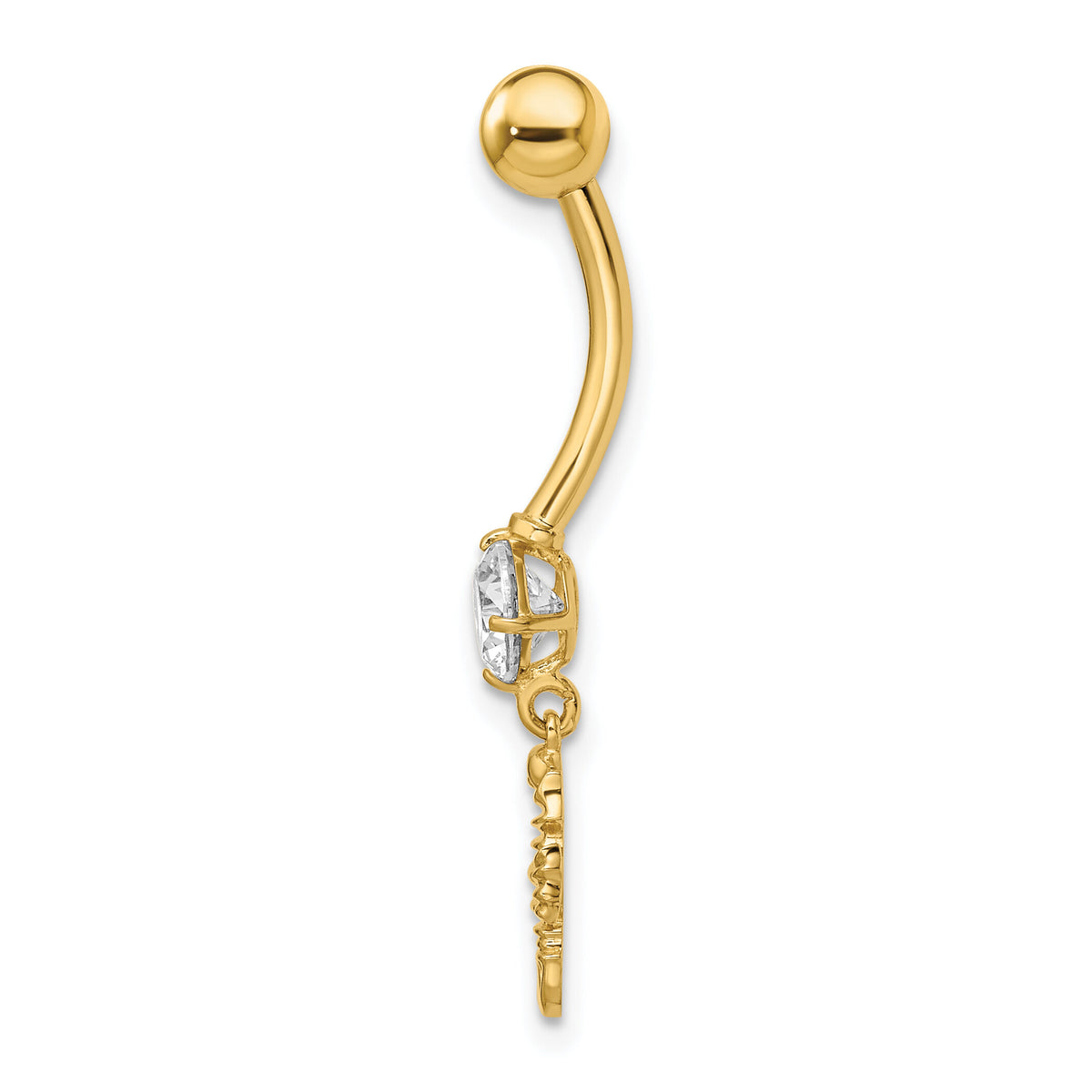 14k 14 Gauge CZ Sea Horse Belly Ring-BD214