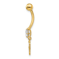 14k 14 Gauge CZ Sea Horse Belly Ring-BD214