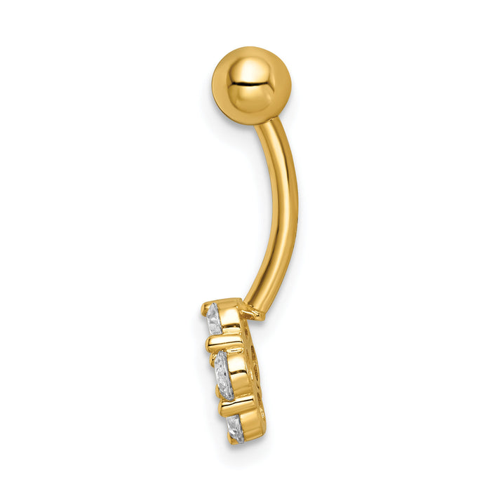 14k 14 Gauge CZ Flower Belly Ring-BD216
