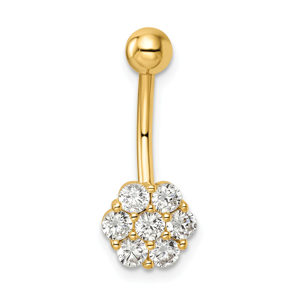 14k 14 Gauge CZ Flower Belly Ring-BD216