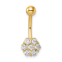 14k 14 Gauge CZ Flower Belly Ring-BD216