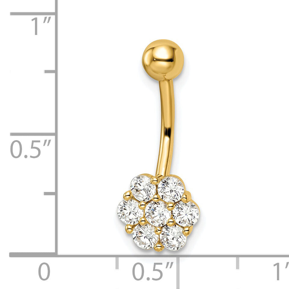 14k 14 Gauge CZ Flower Belly Ring-BD216
