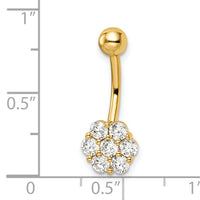 14k 14 Gauge CZ Flower Belly Ring-BD216