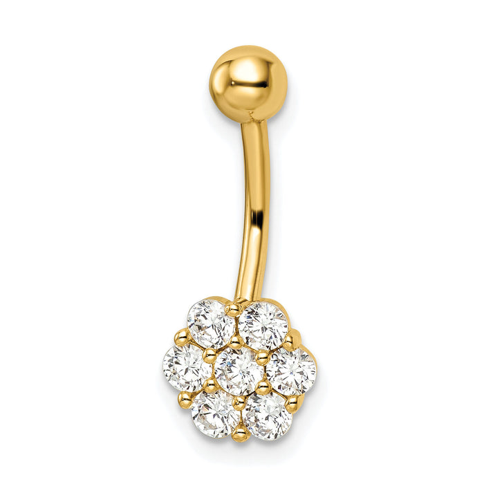 14k 14 Gauge CZ Flower Belly Ring-BD216