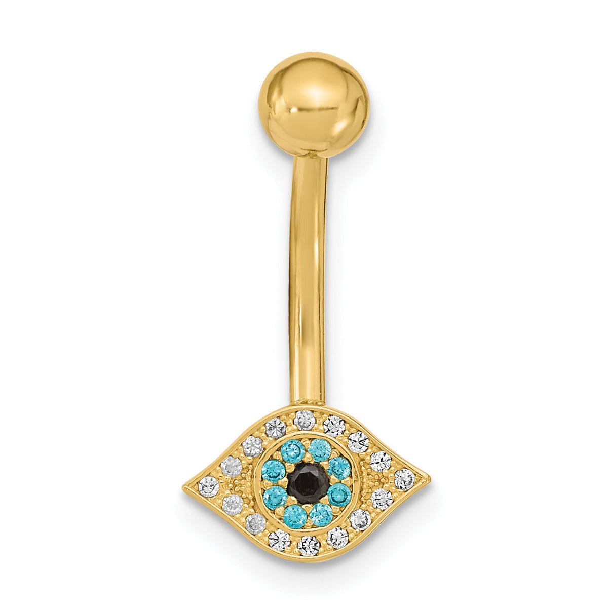 14K 14 Gauge Eye CZ Belly/Navel Ring Body Jewelry-BD219