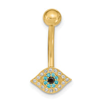 14K 14 Gauge Eye CZ Belly/Navel Ring Body Jewelry-BD219