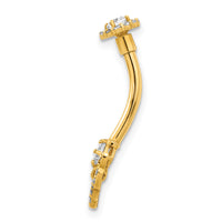 14K 14 Gauge Angel Wings CZ Belly/Navel Ring Body Jewelry-BD220