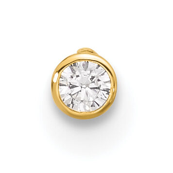 14k 21 Gauge Polished CZ Bezel Nose Stud-BD221