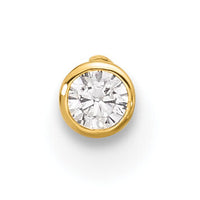 14k 21 Gauge Polished CZ Bezel Nose Stud-BD221
