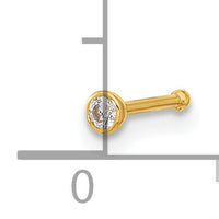14k 21 Gauge Polished CZ Bezel Nose Stud-BD221