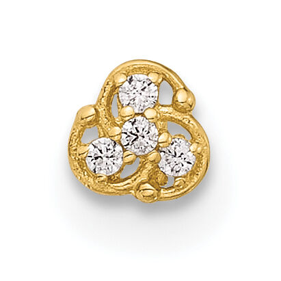 14K 20 Gauge Polished CZ Nose Stud-BD224