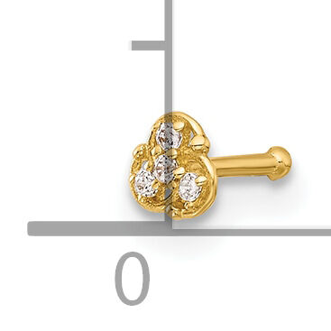 14K 20 Gauge Polished CZ Nose Stud-BD224