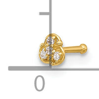 14K 20 Gauge Polished CZ Nose Stud-BD224