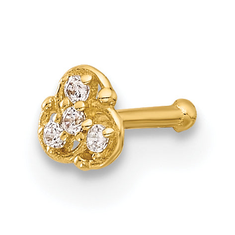 14K 20 Gauge Polished CZ Nose Stud-BD224