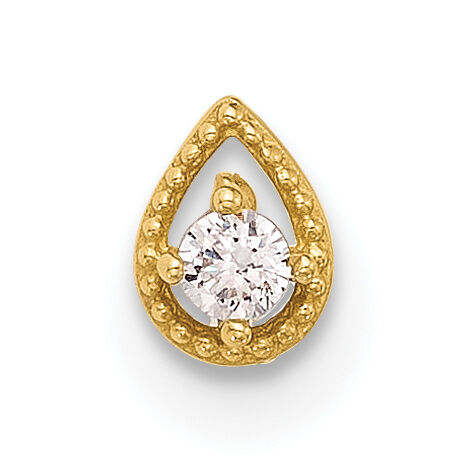 14K 20 Gauge Polished CZ Teardrop Nose Stud-BD225