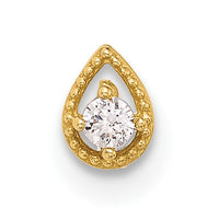 14K 20 Gauge Polished CZ Teardrop Nose Stud-BD225