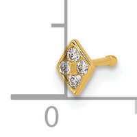 14k 22 Gauge Polished CZ Diamond Shaped Nose Stud-BD226