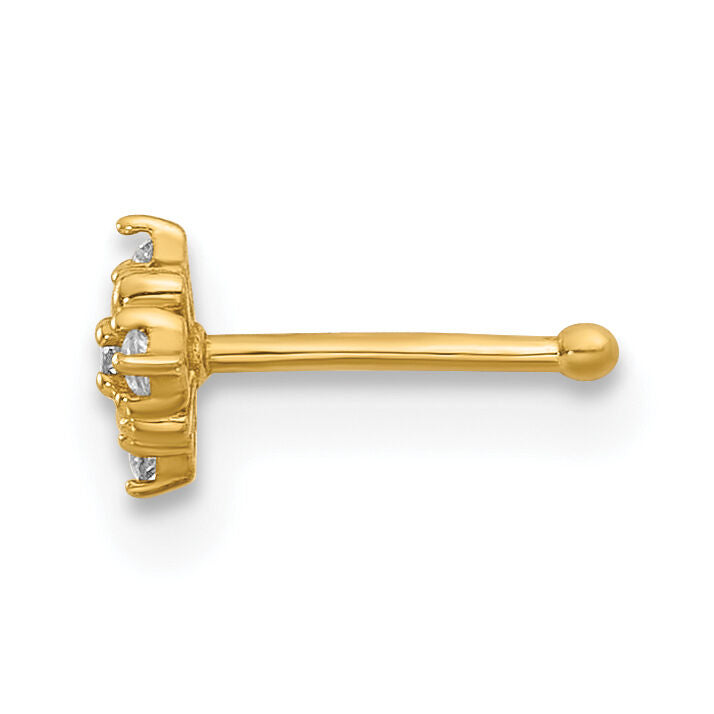14K 20 Gauge Polished CZ Nose Stud-BD227