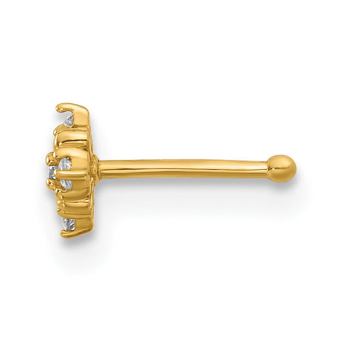 14K 20 Gauge Polished CZ Nose Stud-BD227