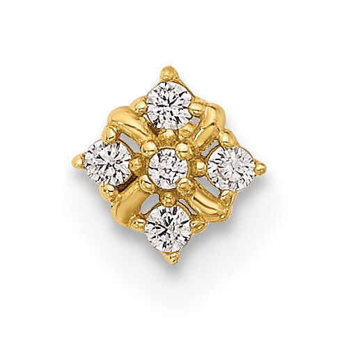 14K 20 Gauge Polished CZ Nose Stud-BD227