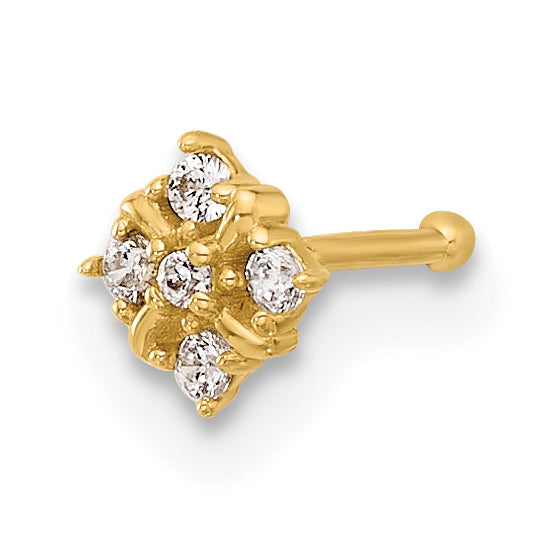 14K 20 Gauge Polished CZ Nose Stud-BD227