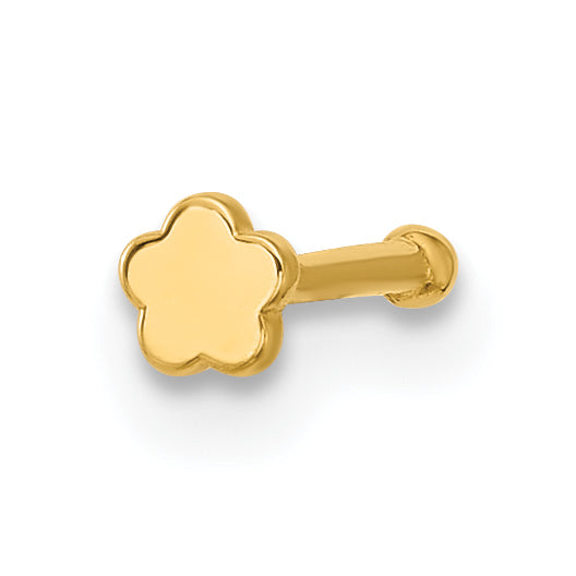 14k 20 Gauge Polished Flower Nose Stud-BD228