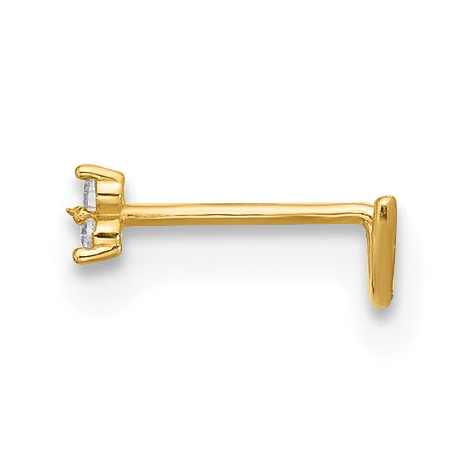 14k 23 Gauge Polished CZ Triangle Nose Stud-BD229