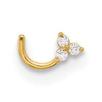 14k 23 Gauge Polished CZ Triangle Nose Stud-BD229