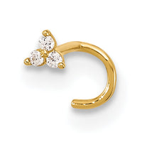 14k 23 Gauge Polished CZ Triangle Nose Stud-BD229