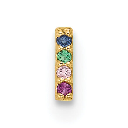 14k 22 Gauge Polished Multicolor CZ Bar Nose Stud-BD231