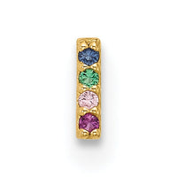 14k 22 Gauge Polished Multicolor CZ Bar Nose Stud-BD231