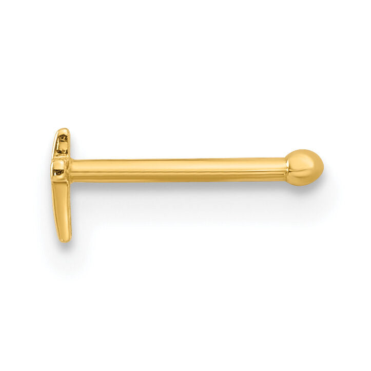 14K 20 Gauge Polished Cross Nose Stud-BD232