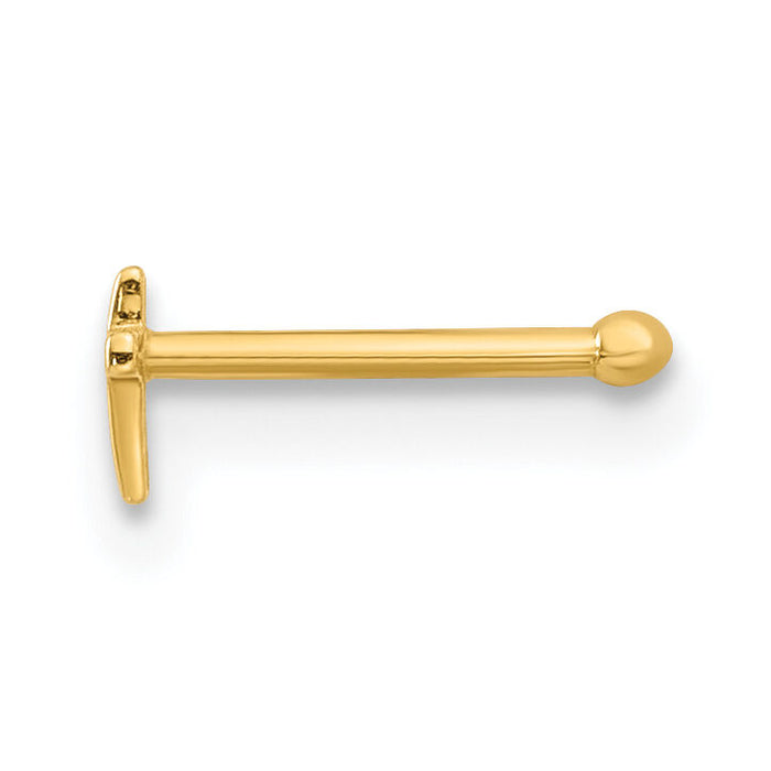 14K 20 Gauge Polished Cross Nose Stud-BD232