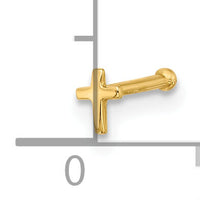 14K 20 Gauge Polished Cross Nose Stud-BD232