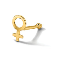 14K 20 Gauge Polished Female Symbol Nose Stud-BD234