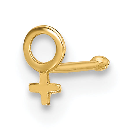 14K 20 Gauge Polished Female Symbol Nose Stud-BD234