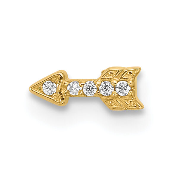 14k 21 Gauge Polished CZ Arrow Nose Stud-BD235